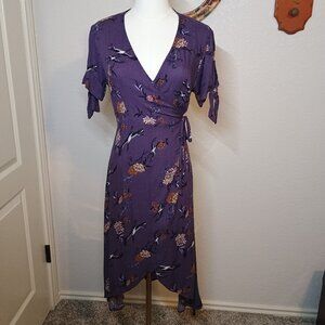 Francesca's Blue Rain Midi Wrap Dress in Purple Size Small